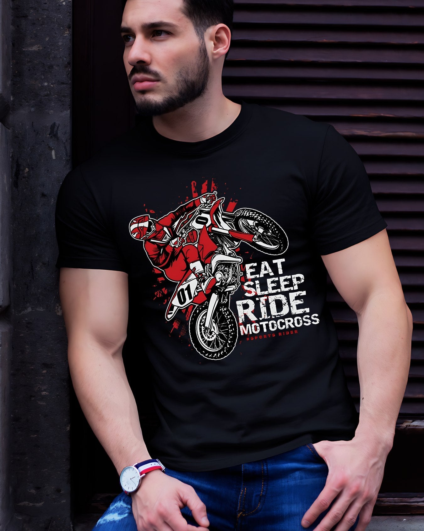 EAT SLEEP RIDE MOTOCROSS Regular-fit cotton T-Shirt