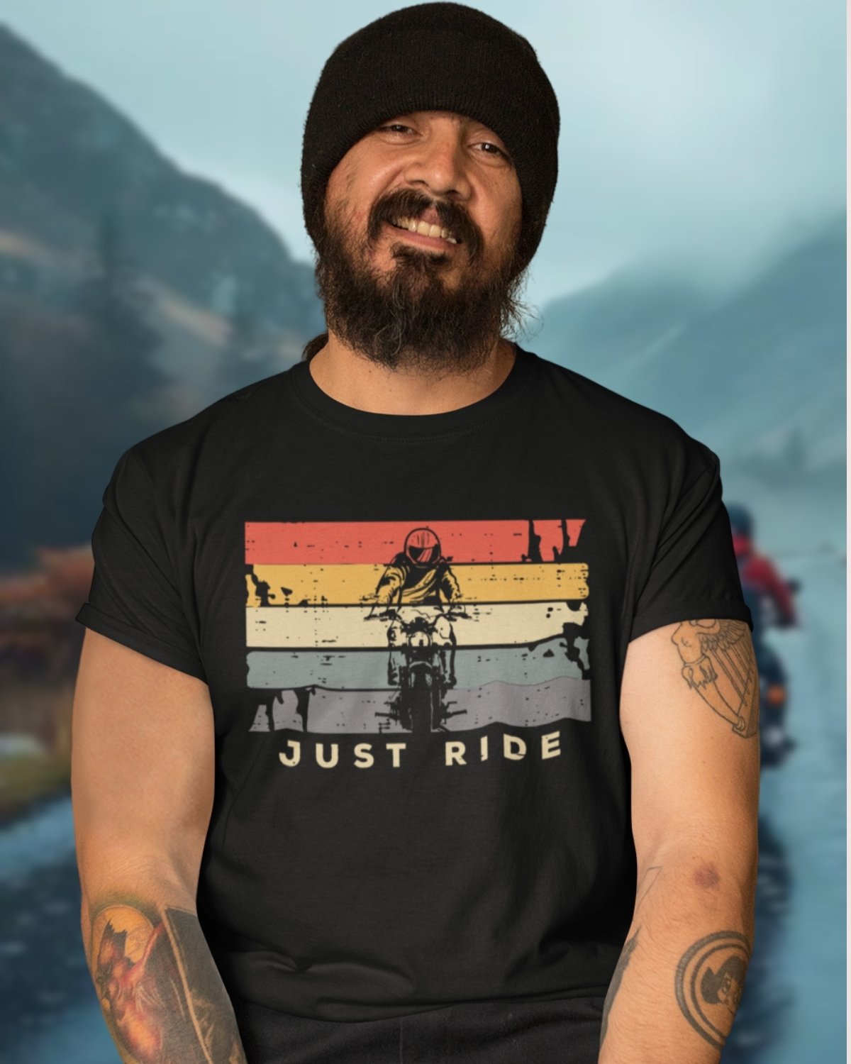 JUST RIDE Cotton T-Shirt (BLACK)
